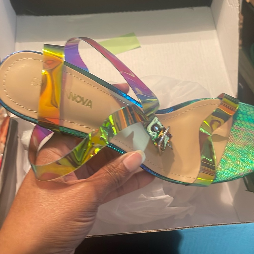 Multicolor heeled sandals
